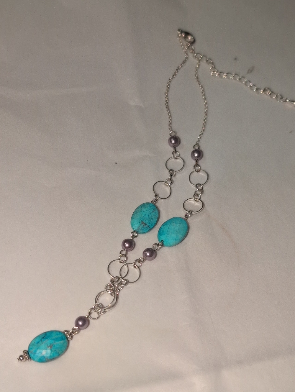 🥀3/$25🥀 Faceted Turquoise Stone Beaded Silver-Link Necklace